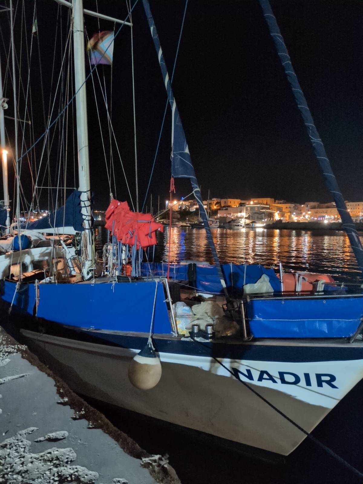 Nadir boat at the commercial pier of Lampedusa, Italy